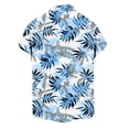 thumbnail image 5 of Men's Hawaiian Wrinkle Short Sleeve Button Down Tropical Floral Beach Vacation Shirt Blue S, 5 of 7