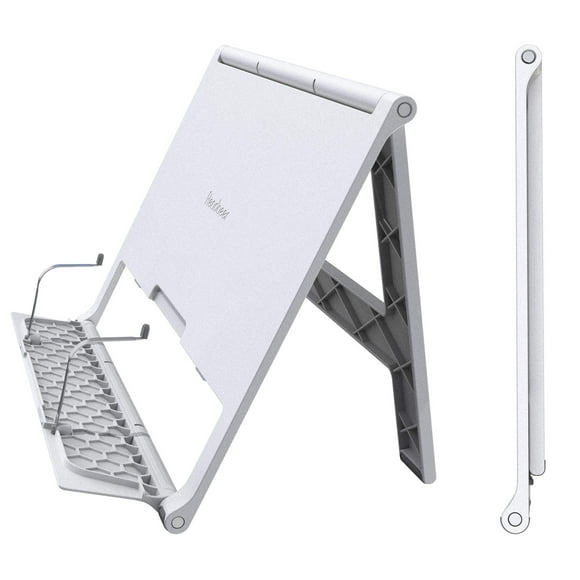 Readaeer Support de Livre Portable Angle Libre Réglable pour Épais Manuel Pliable Léger Repose-Livre (Blanc)
