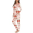 thumbnail image 2 of Renewold Women's Pajama Set Super-Soft Thin Loungewear Round Neck Long Sleeve Top with Pants Winter Holiday Vacation Casual Clothes Red Strawberries Shirts Size 6XL, 2 of 5
