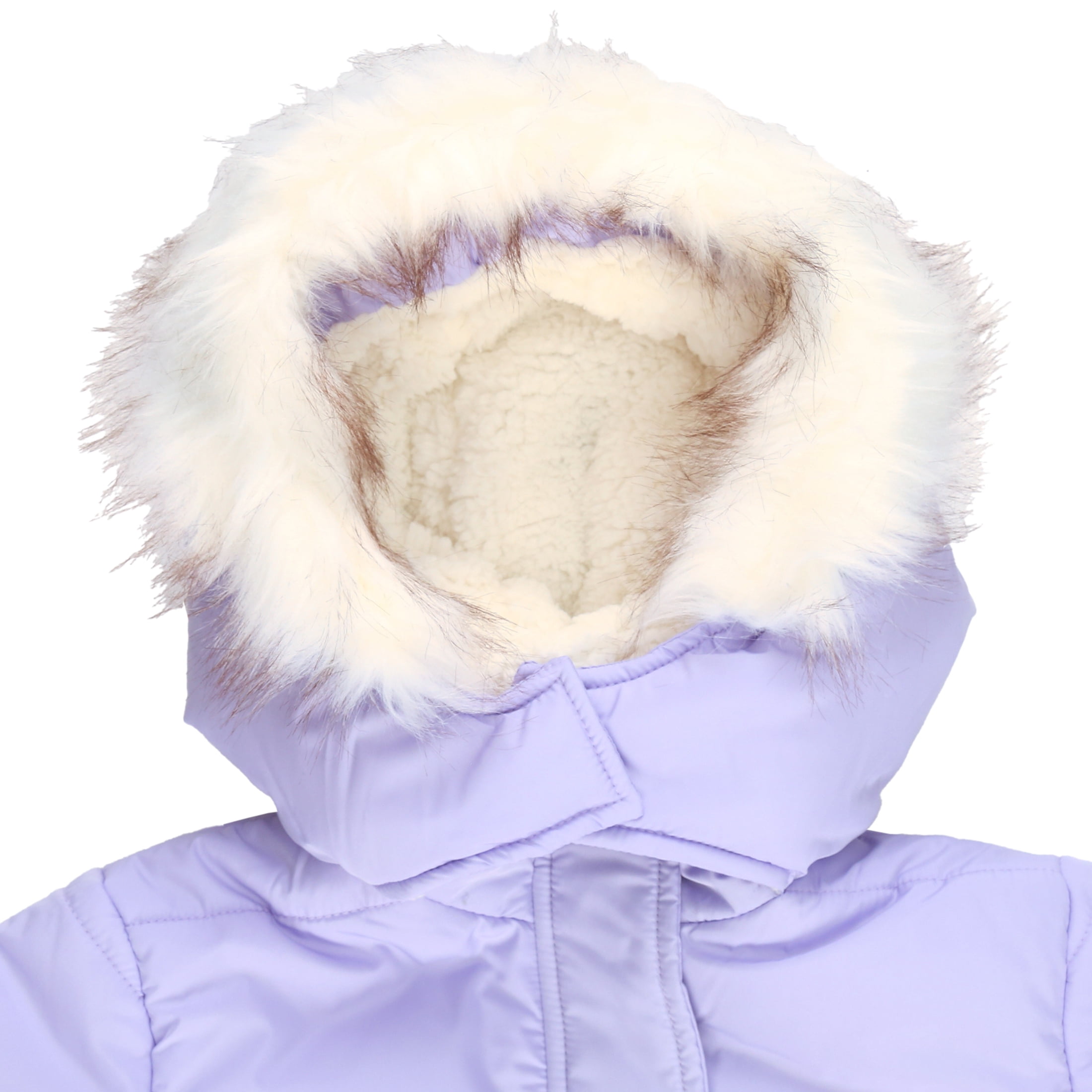 BHip Girls’ Puffer Coat with Faux Fur Trim Hood, Sizes 4-16