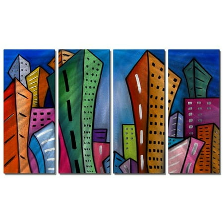 All My Walls Trash Day by Thomas Fedro 4 Piece Original Painting Set