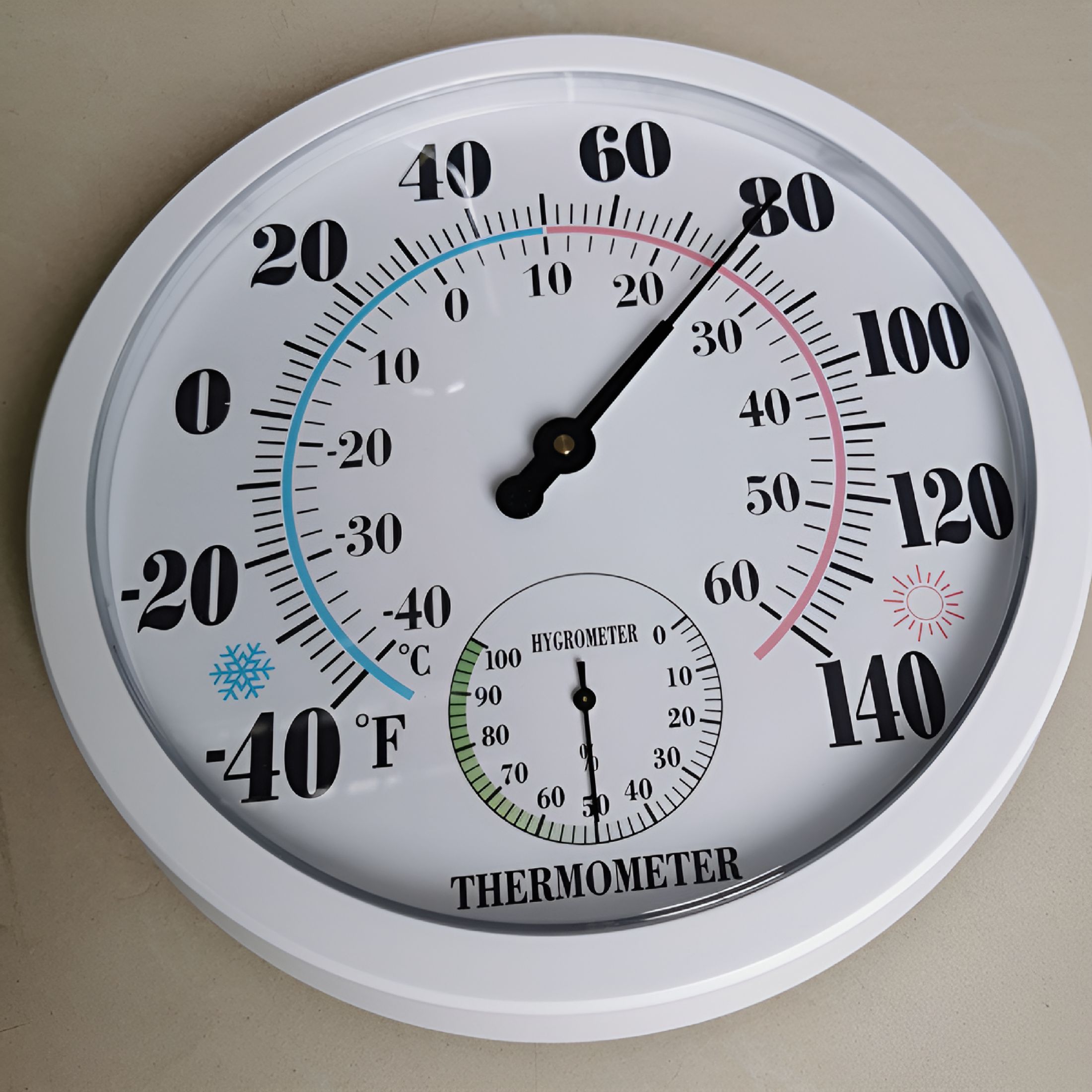GJX 2026 New Timers Indoor Outdoor Thermometer Large Wall Thermometer-Hygrometer Waterproof Does Not Require Battery, for Home, Office, Garden, Patio, Outdoor Spaces, Garage, Porch