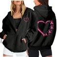 thumbnail image 2 of Women's Full Zip Up Hoodie with Pink Ribbon Print Breast Cancer Awareness Sweatshirt Jacket Casual Outerwear, 2 of 8