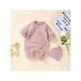 thumbnail image 5 of Cenuakty Baby Knit Jumpsuit Set, Long Sleeve Crew Neck Button Closure Solid Romper with Hat, 5 of 9