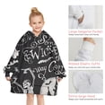 thumbnail image 6 of Black Halloween Letter Bat Pattern Blanket Hoodies for Kids 6-13YR Oversize Wearable Blanket Hoodies for Boys Girls Teens, 6 of 7