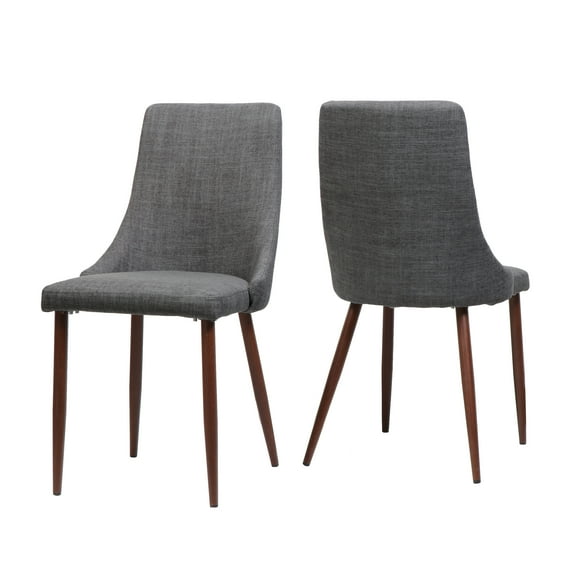 Noble House Beatrice Indoor Mid Century Fabric Dining Chairs, Set of 2, Light Gray