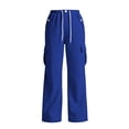 thumbnail image 6 of Kctiaxy Sweatpants Women Elastic Waist Drawstring Straight Wide Leg Pants Solid Fashion Loose Cargo Pants, 6 of 7