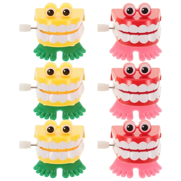 6 piezas de juguetes de dientes castañeteantes a cuerda, divertidos dientes andantes (estilo aleatorio)