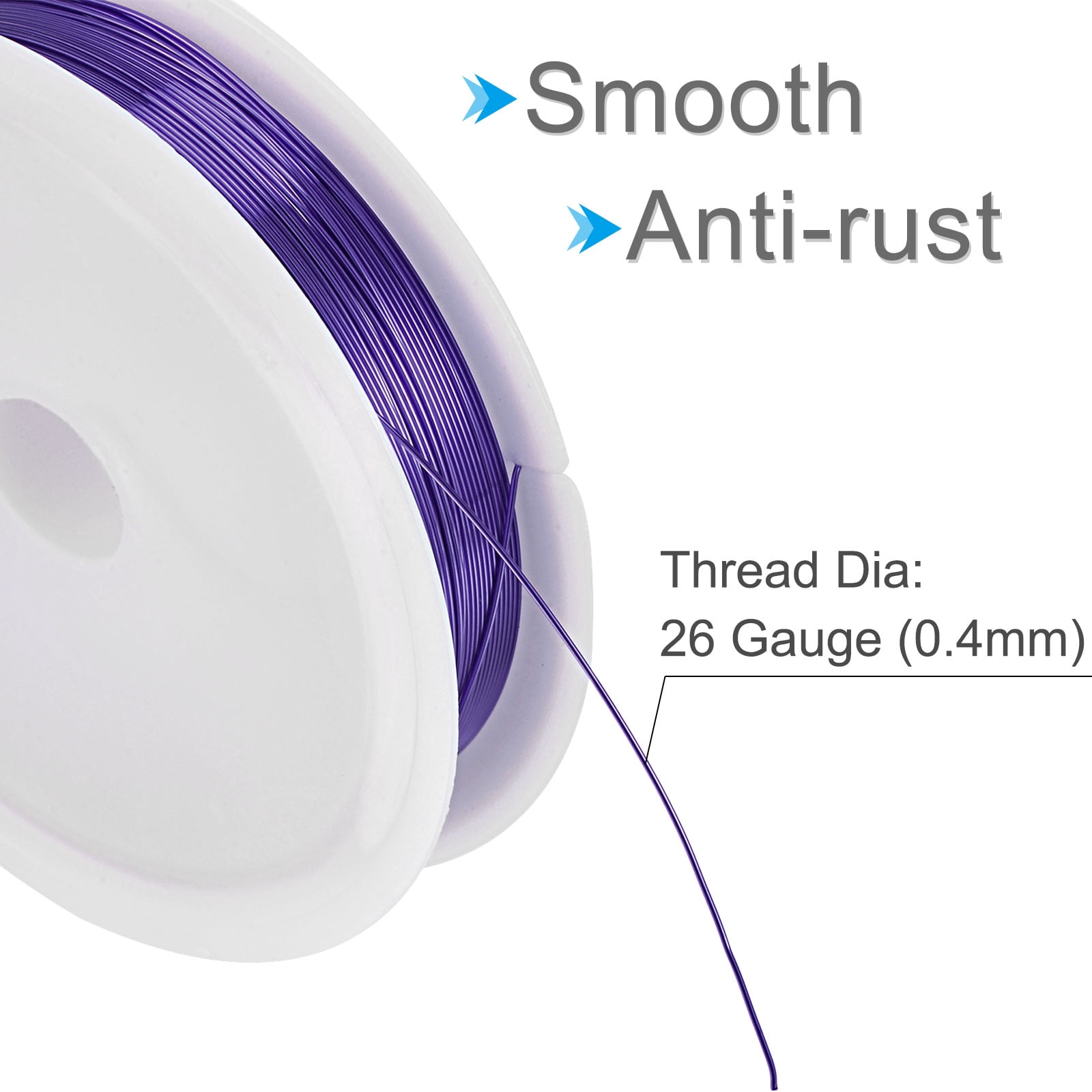 Unique Bargains Durable Copper Wire Resistant Beading Wires for Crafting and DIY Projects Purple 9m