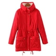 thumbnail image 3 of Gomelly Ladies Thickened Jacket Long Sleeve Outwear Coat Women Winter Warm Trench Coats Overcoat Red 2XL, 3 of 5