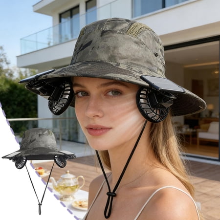 Solar Sun Hat with Neck Face Cover Mesh Cooling Fishing Hiking Gardening Hat for Men and Women