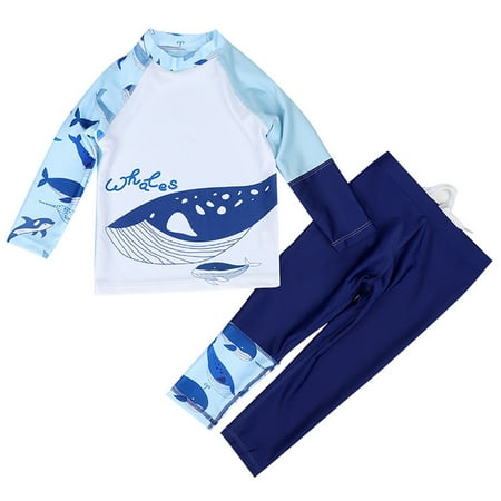 

Esho Toddler Boys Rashguard Two Piece Swimsuits Kids Long Sleeve Sunsuits Surf Bathing Suit Swimwear 2-9T