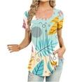 thumbnail image 1 of Blusa suelta de manga corta con cuello en V informal estampada a la moda para mujer OAVQHLG3B Store lin121212, 1 of 4