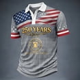 thumbnail image 2 of Patriotic Polo Shirts for Men's 250th Anniversary 4th of July Graphic Shirt Fashion Trend Classic Loose Plus Size Casual Shirt Grey 2XL, 2 of 3