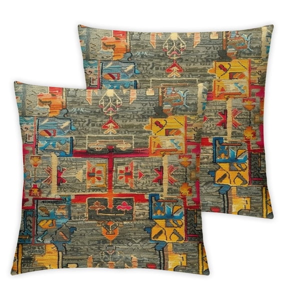 Pillow Covers Orange Ethnic Design Outdoor Decorative Throw Pillows for Couch, Pattern Decor Cushion Linen Pillowcase for Bed Car Safa