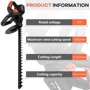 Hedge Trimmer Cordless , HDJ 21-inch Steel Blade Max Cordless Hedge Trimmer with 21V Battery and Fast Charger, Electric Hedge Trimmer Cordless, Black and Orange
