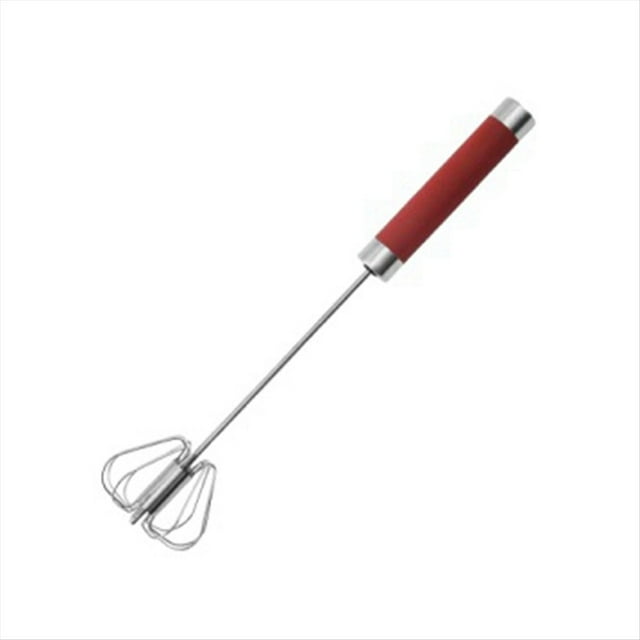 Batidor Semiautomático de Acero Inoxidable de 12 Pulgadas, Batidor Giratorio Manual, Batidor de Huevos, Mezclador Agitador, Herramienta de Cocina Roja