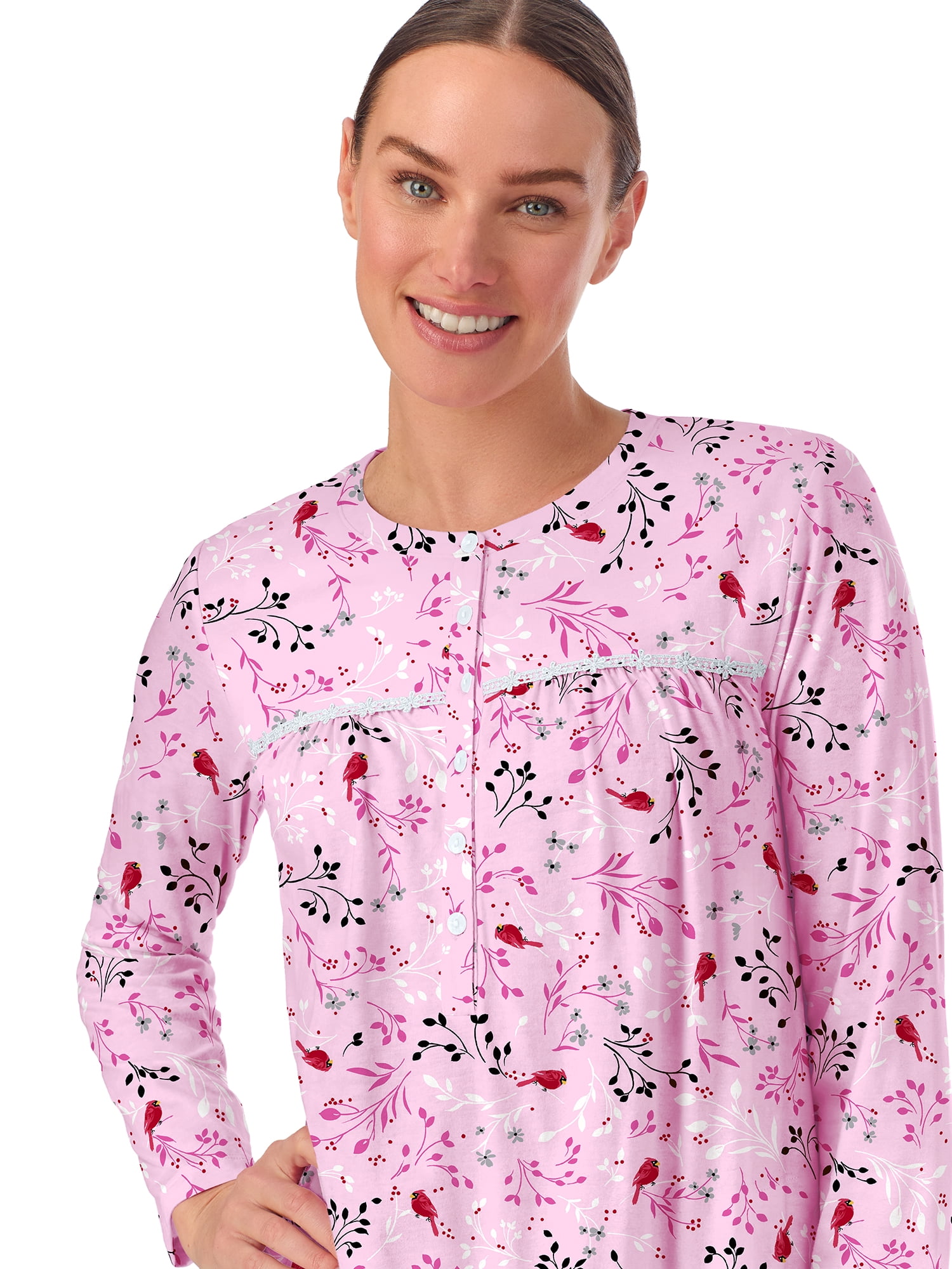 Aria Women’s 100% Cotton Long Sleeve Ballet Nightgown, Sizes XS-5X