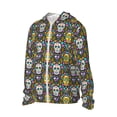 thumbnail image 2 of Logiee Sugar Skulls Print Men's Women Light Jacket Full Zip Sun Protection Hoodie Long Sleeve Sun Shirts for Men Hiking Fishing Zip Pockets-, 2 of 8