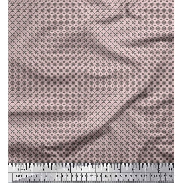 Soimoi Pink Poly Georgette Fabric Artistic Geometric Fabric Prints By Yard 42 Inch Wide