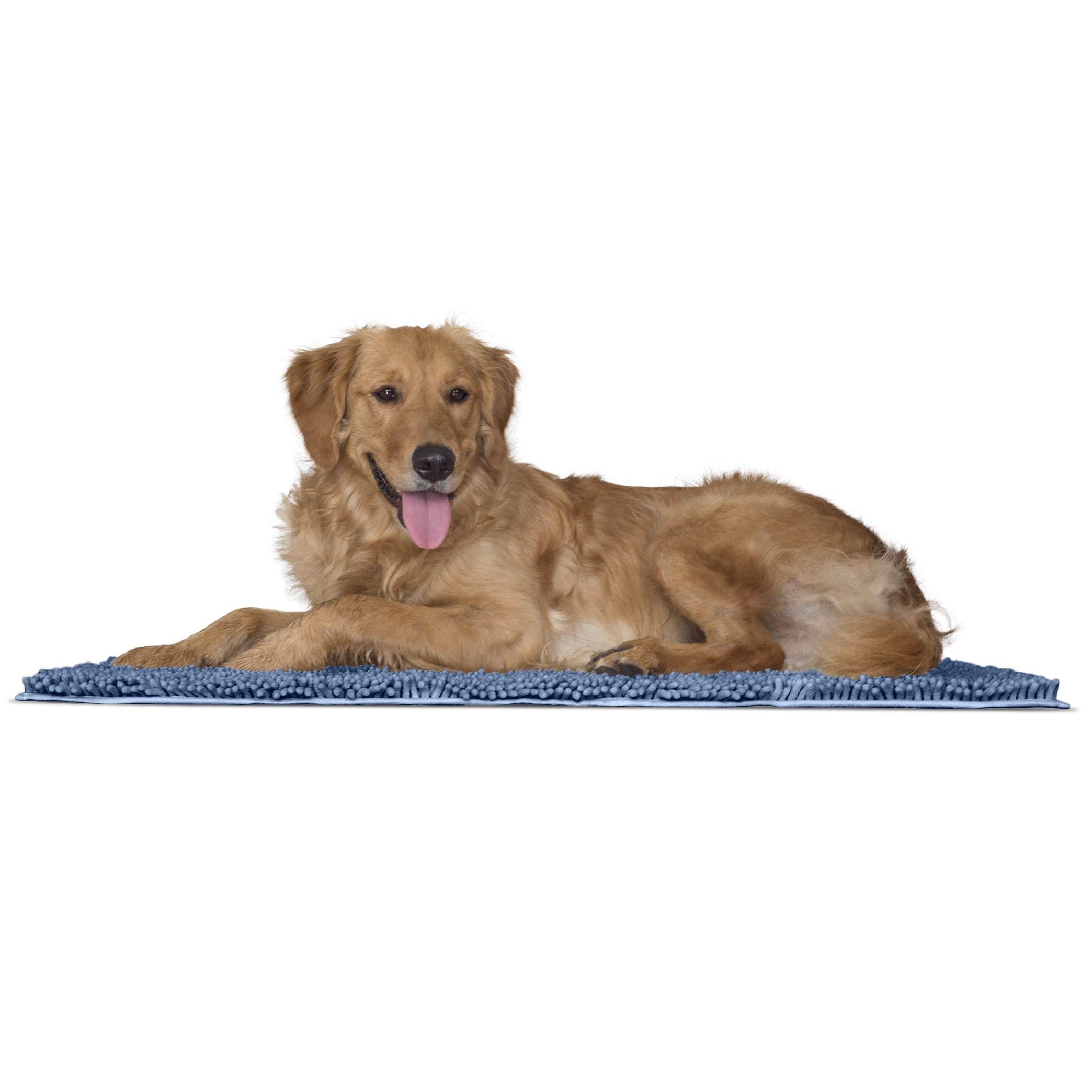 FurHaven Pet Dog Mat Muddy Paws Towel & Shammy Rug, Blue, Large