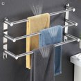 thumbnail image 2 of Towel Bars Freely Retractable 20-30 Inche Stainless Steel 304 Bath Towel Rack Strong 3M Adhesive Bathroom Wall-mounting Free mounting Hole-Installing washroom Kitchen Space Saving Black-3 Bars, 2 of 8