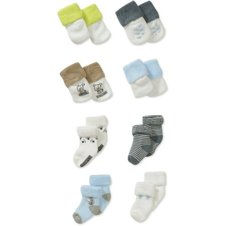 by Caters Newborn Boys' 8pk Terry and Non Skid Sock Set