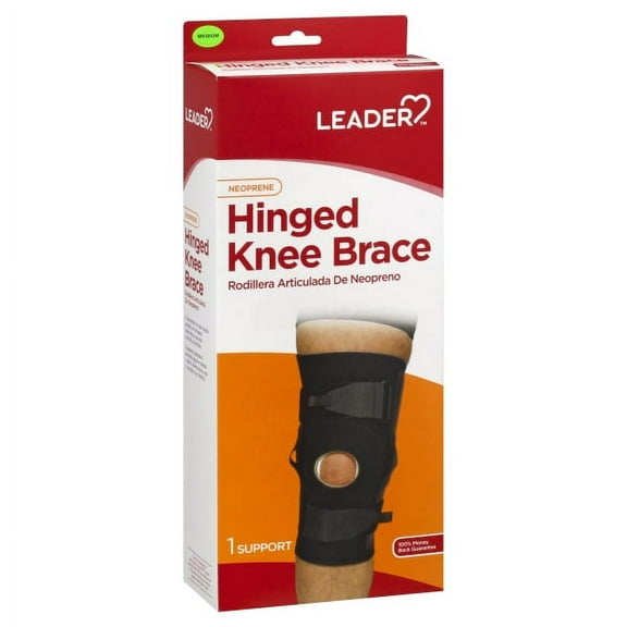 Leader Hinged Knee Brace, Black, Med. 1ct