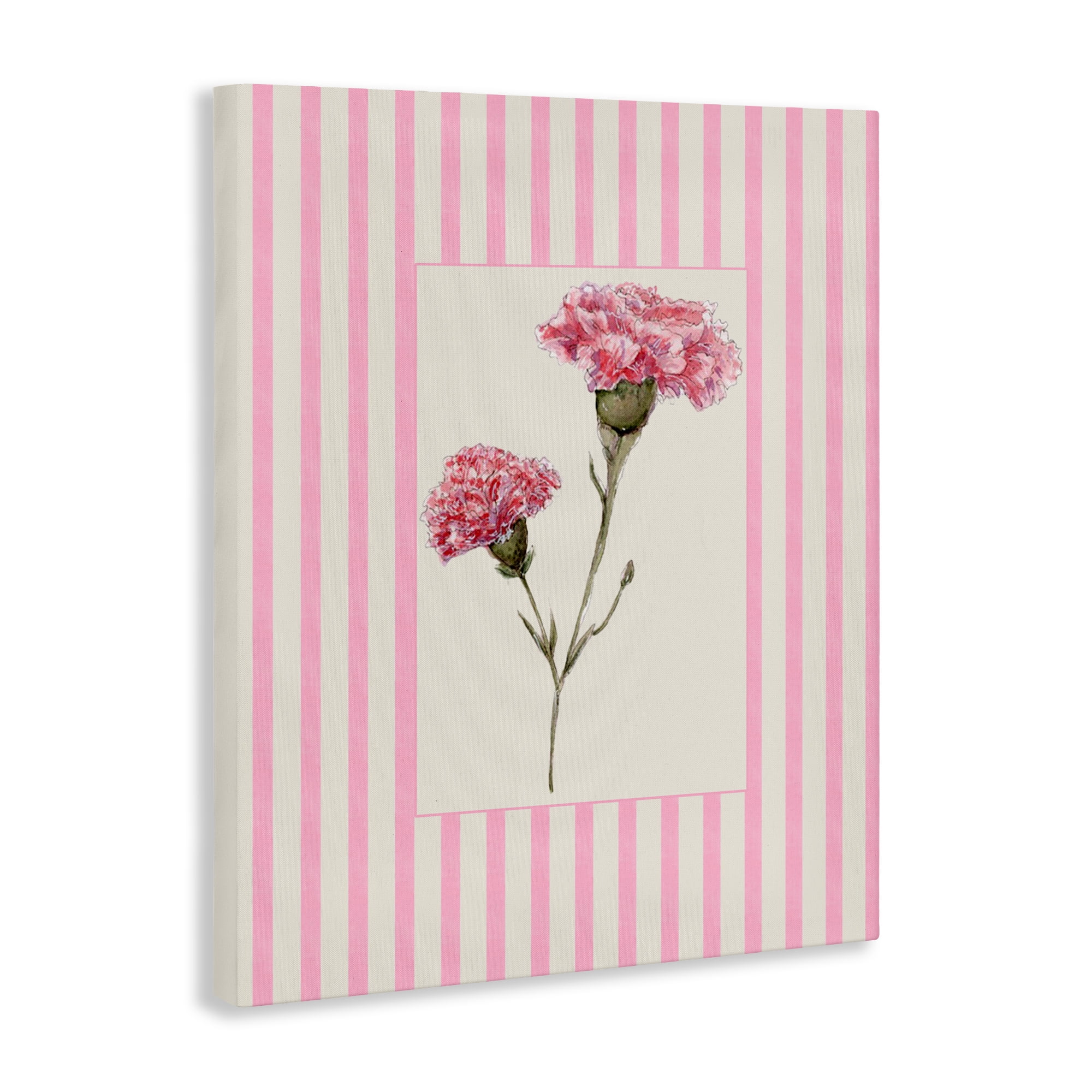 Pink Stripe Carnation Canvas Wall Art, design by Lisa Wehmeyer