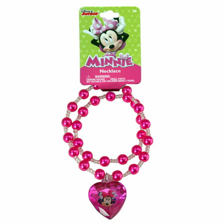 Disney Minnie Mouse Girls Pearl Necklace Costume Jewelry with Charm - Available in Multiple
