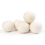 Smart Design Wool Dryer Balls - Natural Eco Fabric Softener - Eliminates Wrinkles & Reduces Static- Set of 6 - White