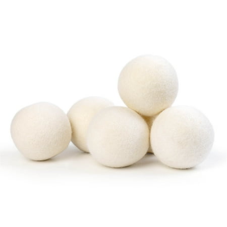Smart Design Wool Dryer Balls - Natural Eco Fabric Softener - Eliminates Wrinkles & Reduces Static- Set of 6 - White