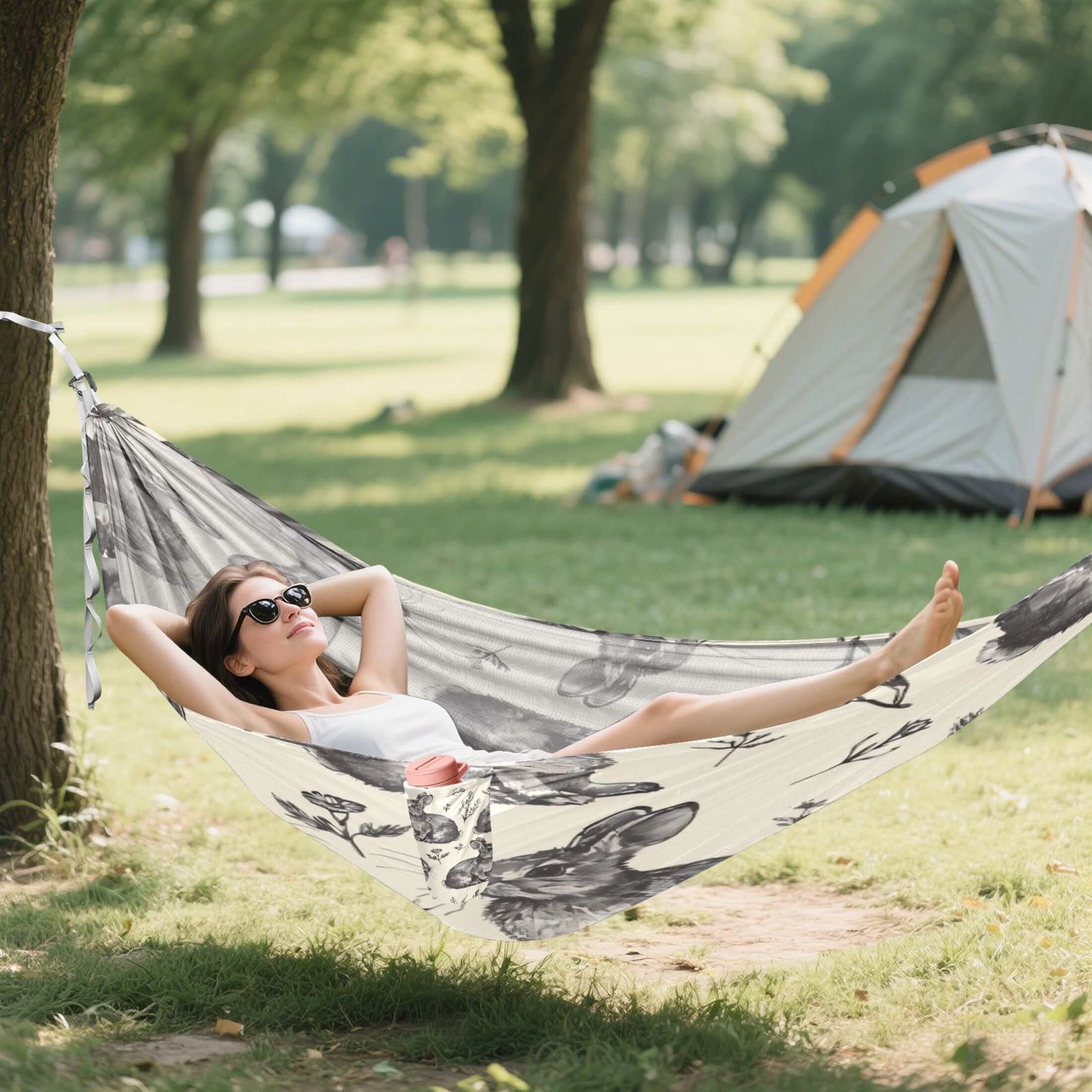 Hammock Camping Hammock Nylon Portable Hammock Travel Camping Hammock Black Rabbit