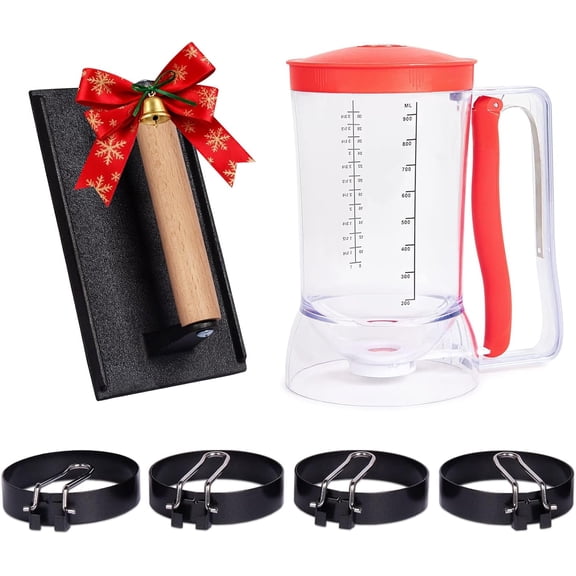 SHINESTAR 6-Piece Griddle Breakfast Kit for Blackstone - Complete Set of Griddle Accessories Including Pancake Batter Dispenser, Bacon Press, and Egg Rings C43