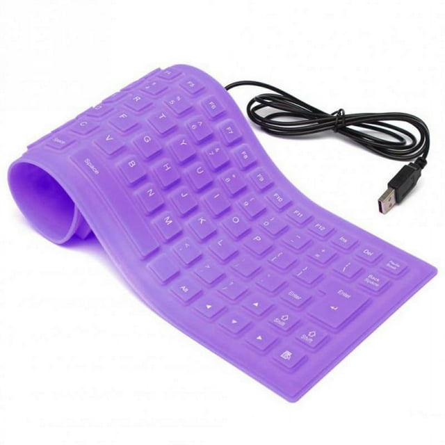 85-key Flexible Soft Silicone Keyboard Waterproof Dustproof Desktop Usb Roll Up Keyboard Purple