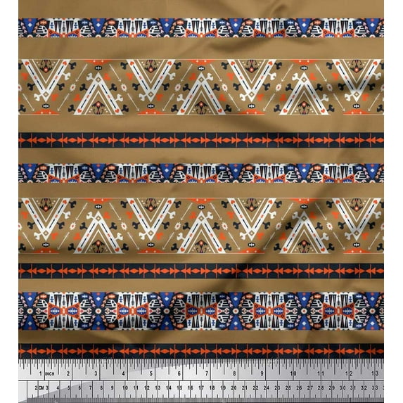 Soimoi Moss Georgette Fabric African Southwestern Print Fabric by The Yard 42 Inch Wide