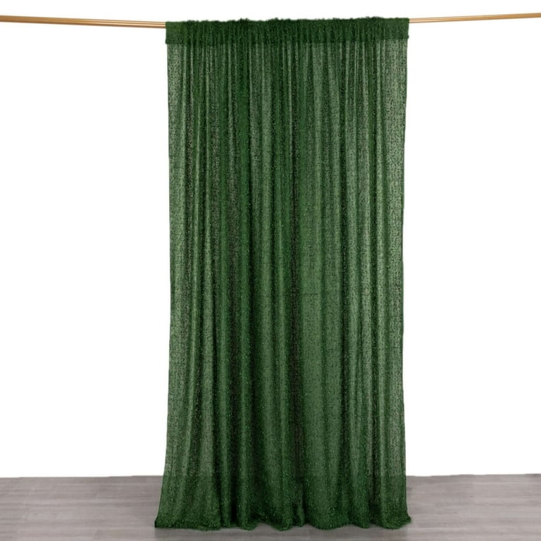 Green Fringe Shag Polyester Backdrop Drape Curtain, Minky Fabric Event Divider Panel 8ftx8ft-488795