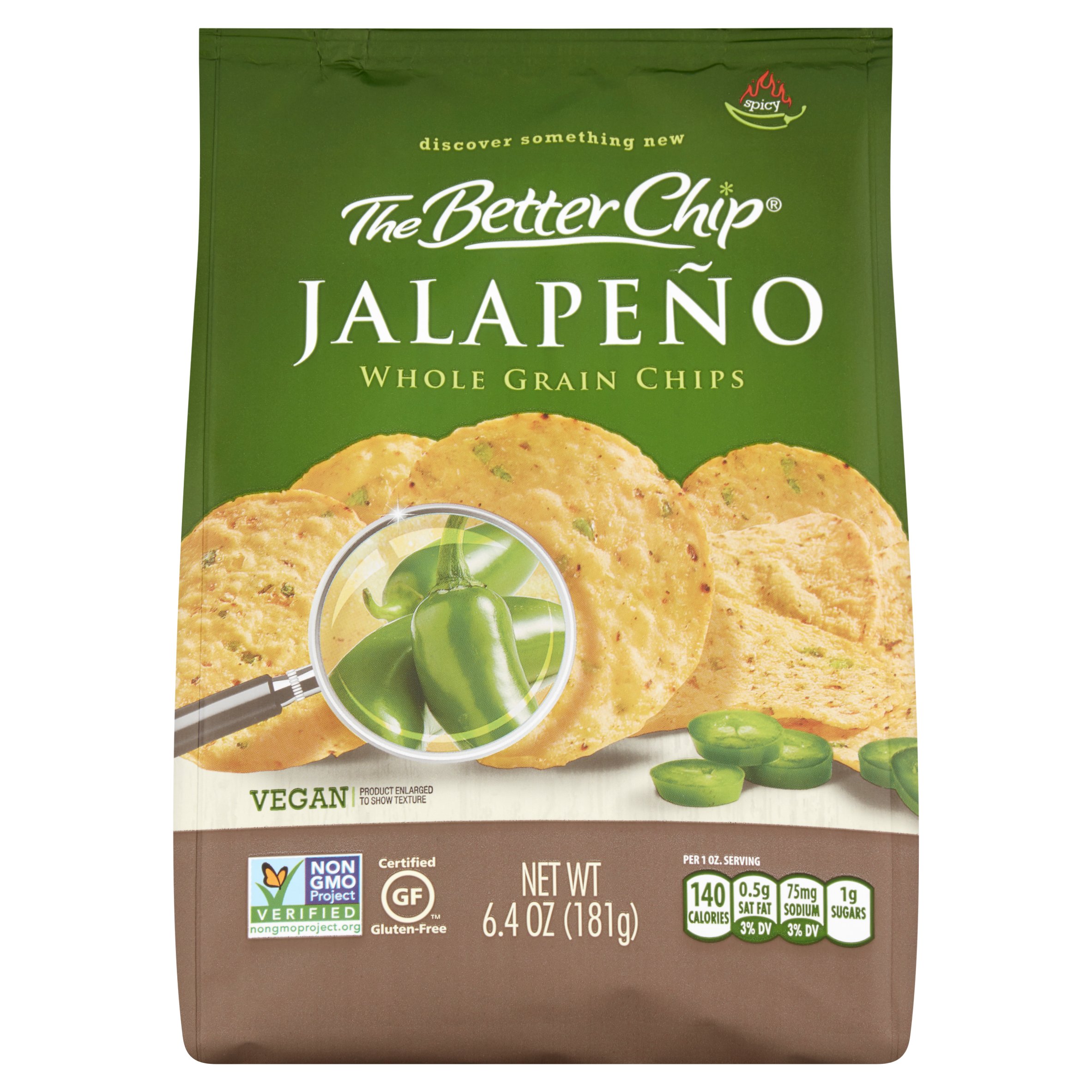 The Better Chip Spicy Jalapeño Whole Grain Chips, 6.4 oz, 12 pack