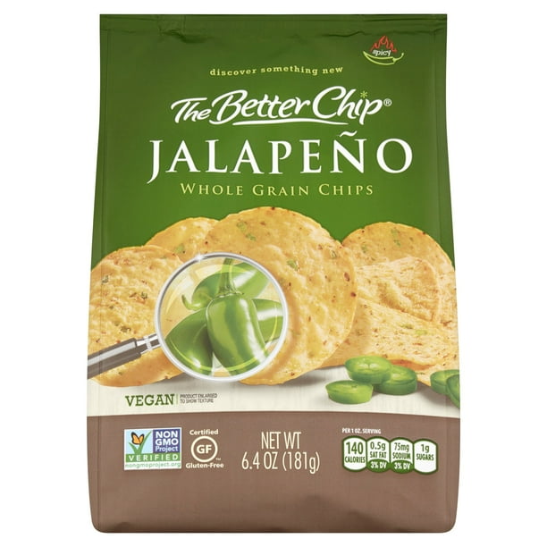 The Better Chip Spicy Jalapeño Whole Grain Chips, 6.4 oz, 12 pack