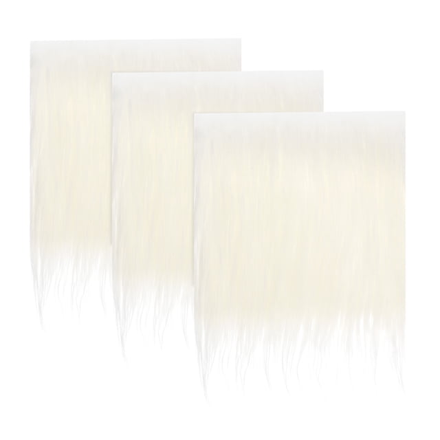 Unique Bargains Faux Fur Fabric Square, 10x10 Inches Furry Fur Patches Plush Rug White 3Pcs