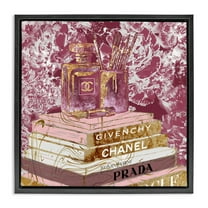 Stupell Industries Pink Glam Designer Books Beauty & Fashion Painting Black Floater Framed Canvas Art Print Wall Art, 18 x 18