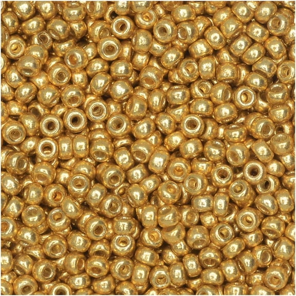 Miyuki Round Seed Beads, 11/0 Size, 8.5 Gram, #4202 Duracoat Galvanized Gold