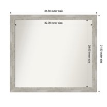 Amanti Art Custom Wall and Bathroom Mirror (31.5 x 35.5 in.), Dove Greywash Narrow Frame