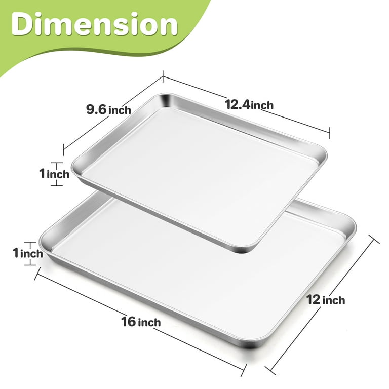 Walchoice Stainless Steel Baking Sheets, Professional Cookie Sheet Set of  2, Metal Oven Trays