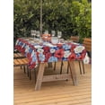 thumbnail image 3 of Outdoor Tablecloth with Umbrella Hole for Patio/Picnic/Party/Camping, American Flag Floral Waterproof Table Cloth Rectangle Table Cover Washable, Red Blue Poppy 4th Oh July (60"x 102"), 3 of 8