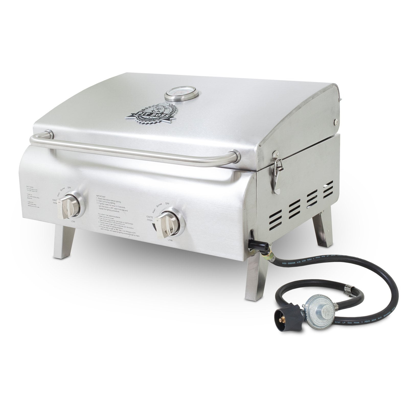 Pit Boss 2-Burner Portable LP Gas Grill, Stainless Steel by Dansons Inc.