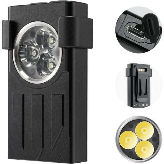 1100 Lumens Pocket Light, EDC Flashlight with Keychain, UV and Red Modes, Magnetic Base and Clip, Rechargeable Mini Light for Camping, Hiking, Emergency