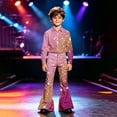 thumbnail image 5 of Tiijoy Girls Sequin Print Flare Pants Stage Performance Dance Pants, Sizes 7-8, Pink, 5 of 7