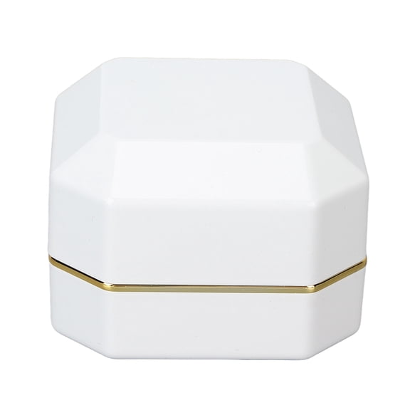 BIMZUC Luxury Ring Box Square Velvet Wedding Ring Case with LED Light for Proposal Engagement Wedding White 3.0 inches / 7.6 cm Jewelry Storage Display