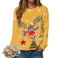 thumbnail image 2 of larppty Christmas Sweatshirts for Women Ugly Reindeer Print Party Outfit Xmas Funny Casual Shirts (Yellow, XXL), 2 of 5